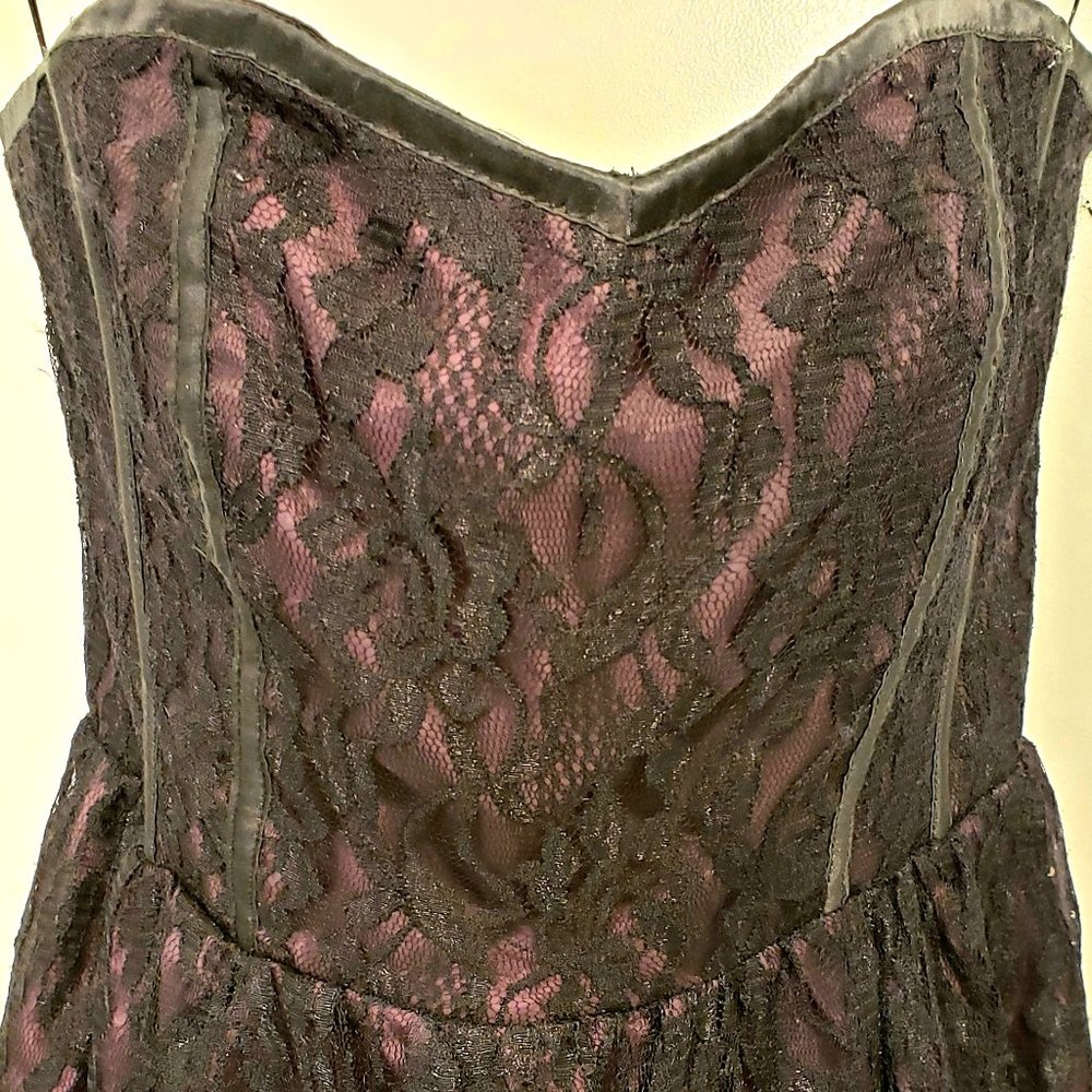 Corset H&M strapless dress plum lace black sheer like new best piece